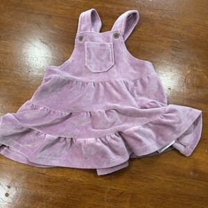 Tahari Baby Dress Girls Size 6/9 Month Purple Solid Polyester Spandex Super Soft
